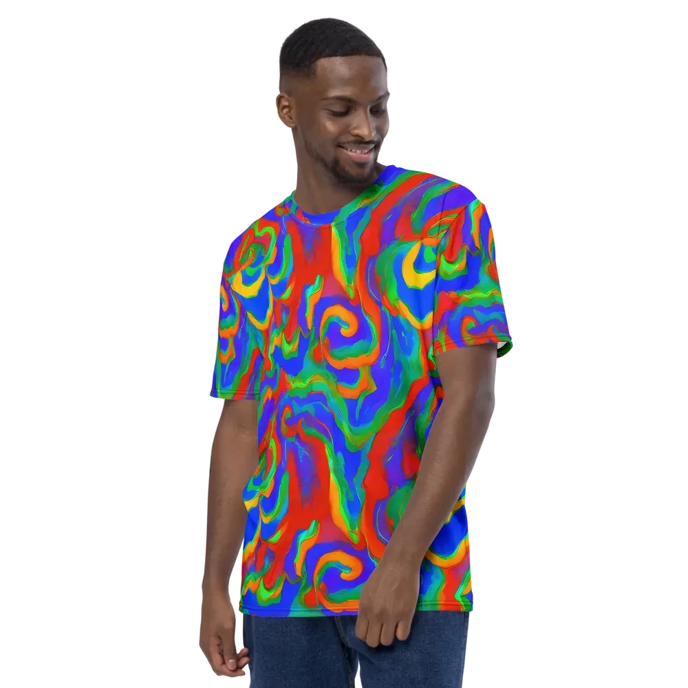 Rainbow Rapture on Men's Crew Neck T-Shirt — Left