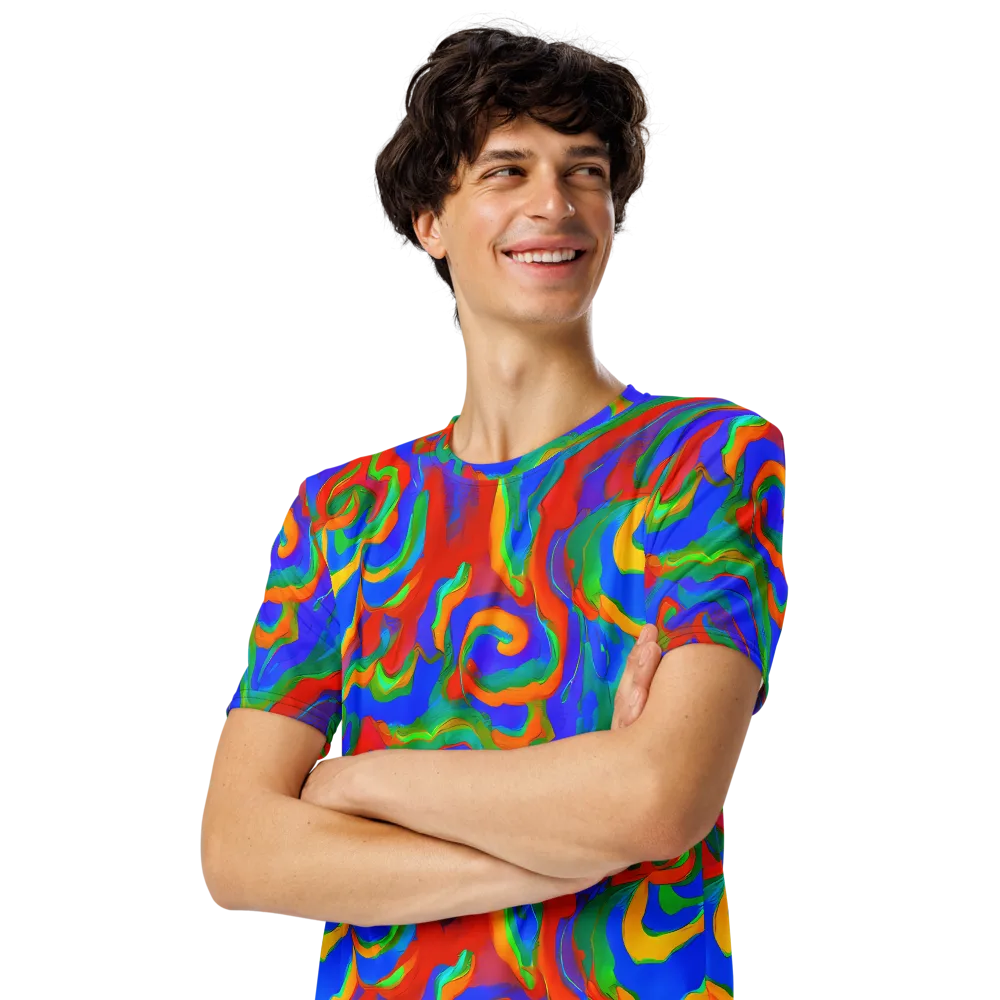Rainbow Rapture on Men's Crew Neck T-Shirt — Left Front
