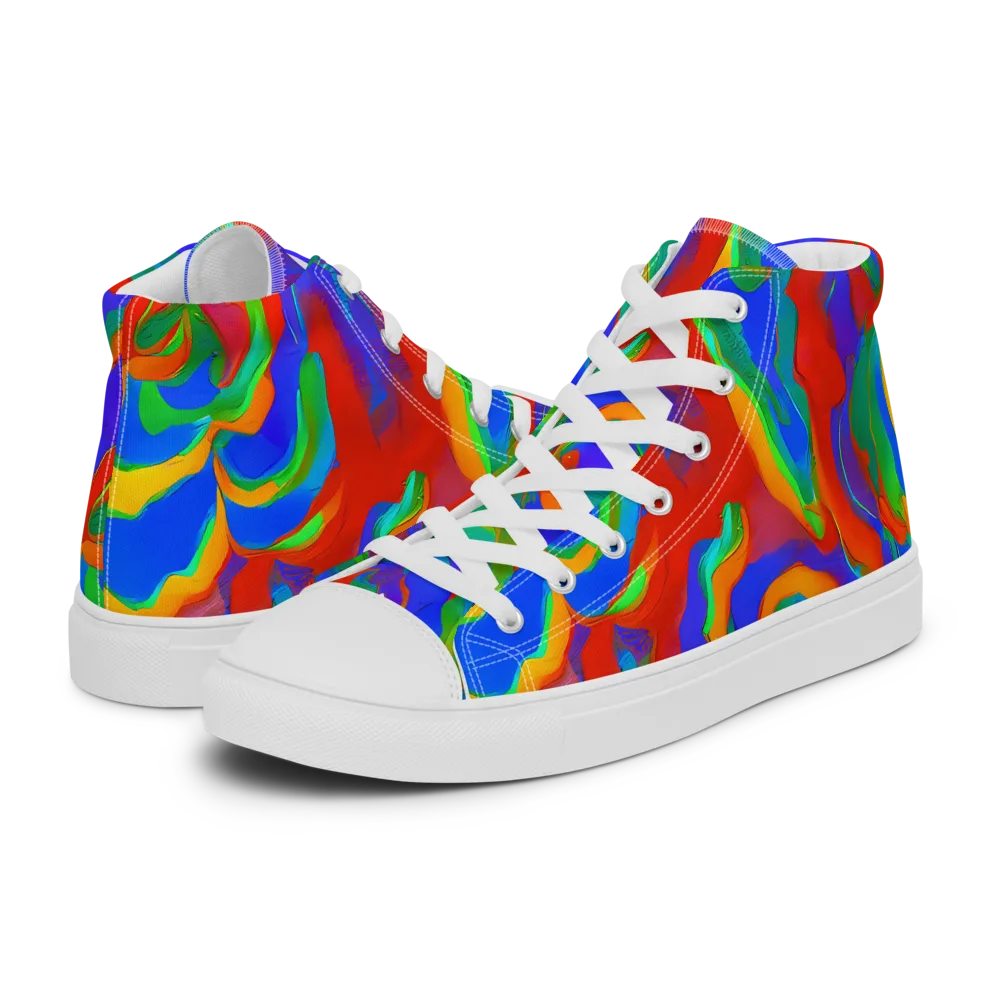Rainbow Rapture on Men's High Top Canvas Shoes — Left