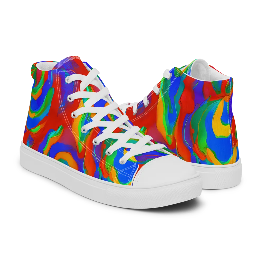 Rainbow Rapture on Men's High Top Canvas Shoes — Right