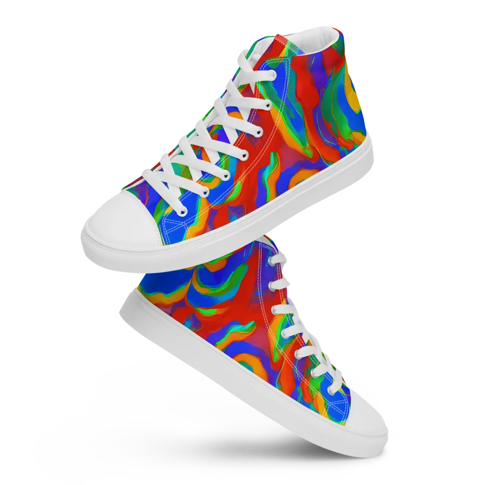 Rainbow Rapture on Men's High Top Canvas Shoes — Front