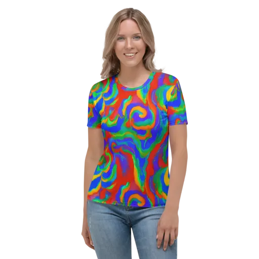 Rainbow Rapture on a Women's Crew Neck T-Shirt