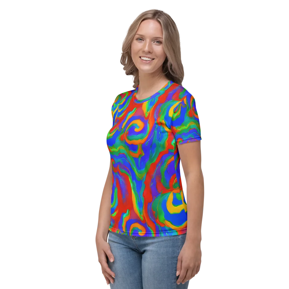 Rainbow Rapture on Women's Crew Neck T-Shirt — Left