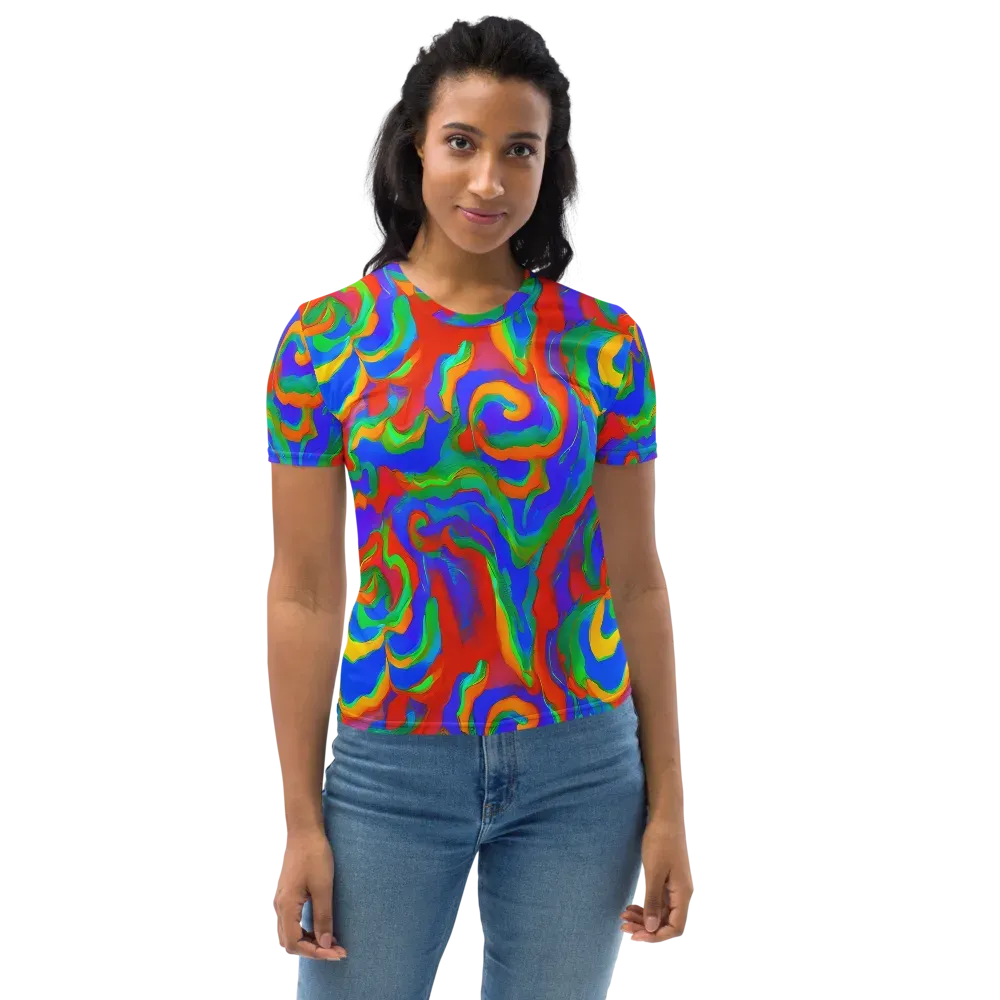 Rainbow Rapture on Women's Crew Neck T-Shirt — Front