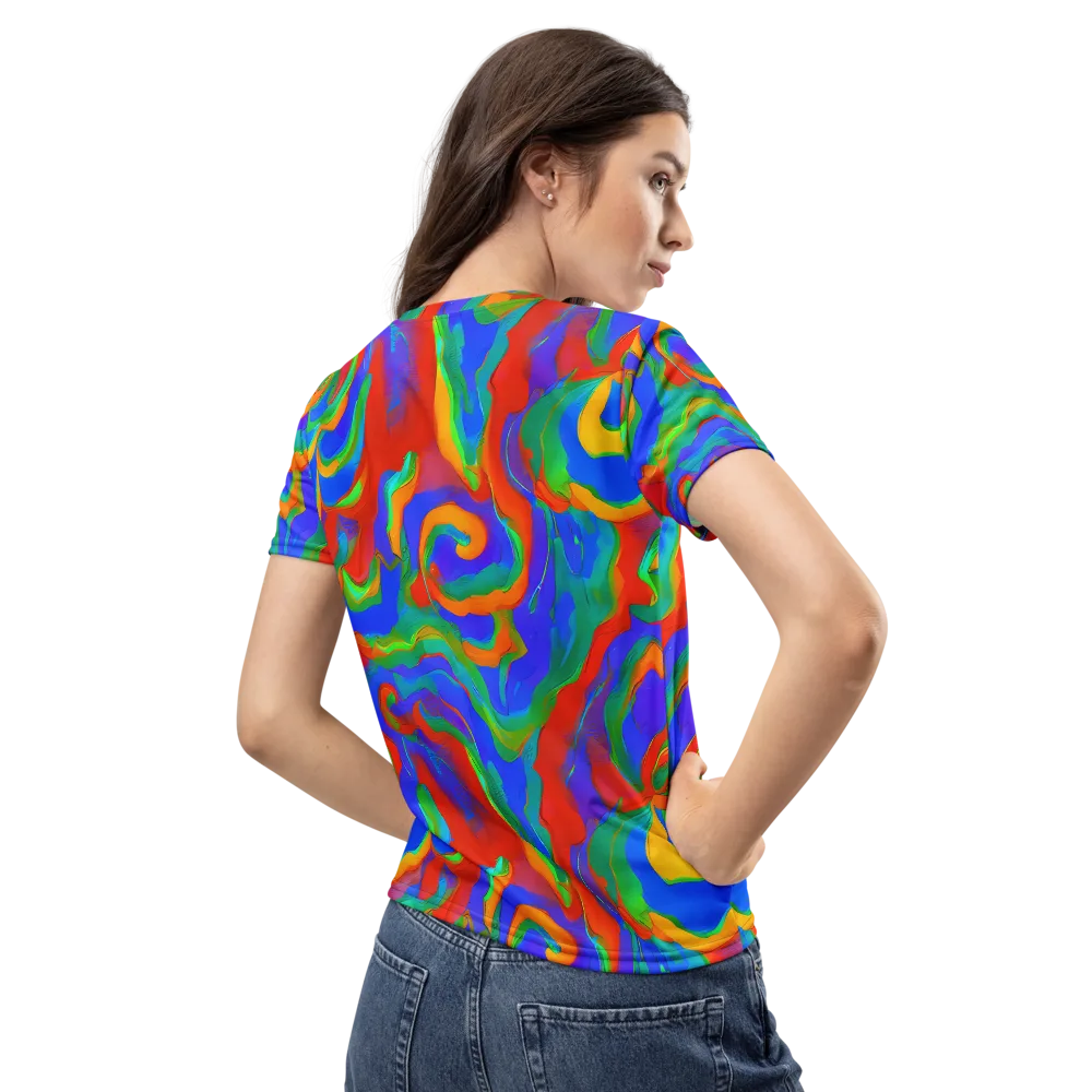 Rainbow Rapture on Women's Crew Neck T-Shirt — Back