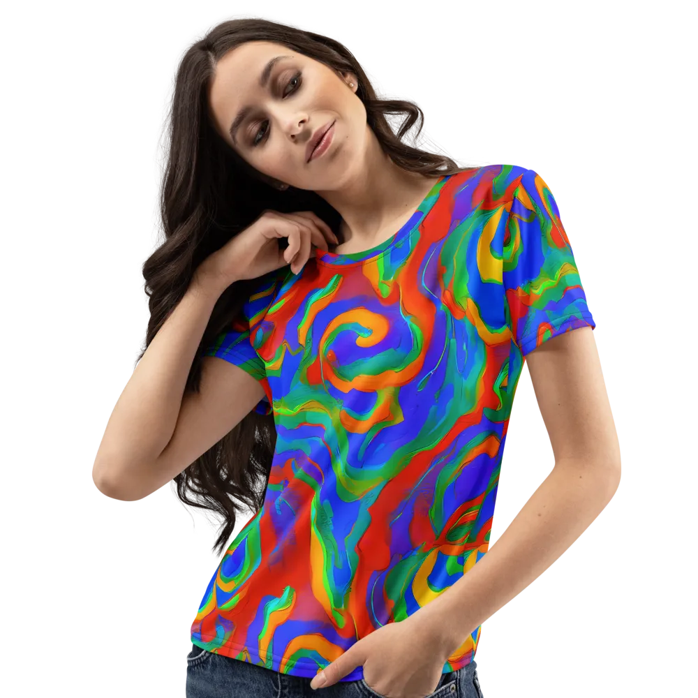 Rainbow Rapture on Women's Crew Neck T-Shirt — Left Front