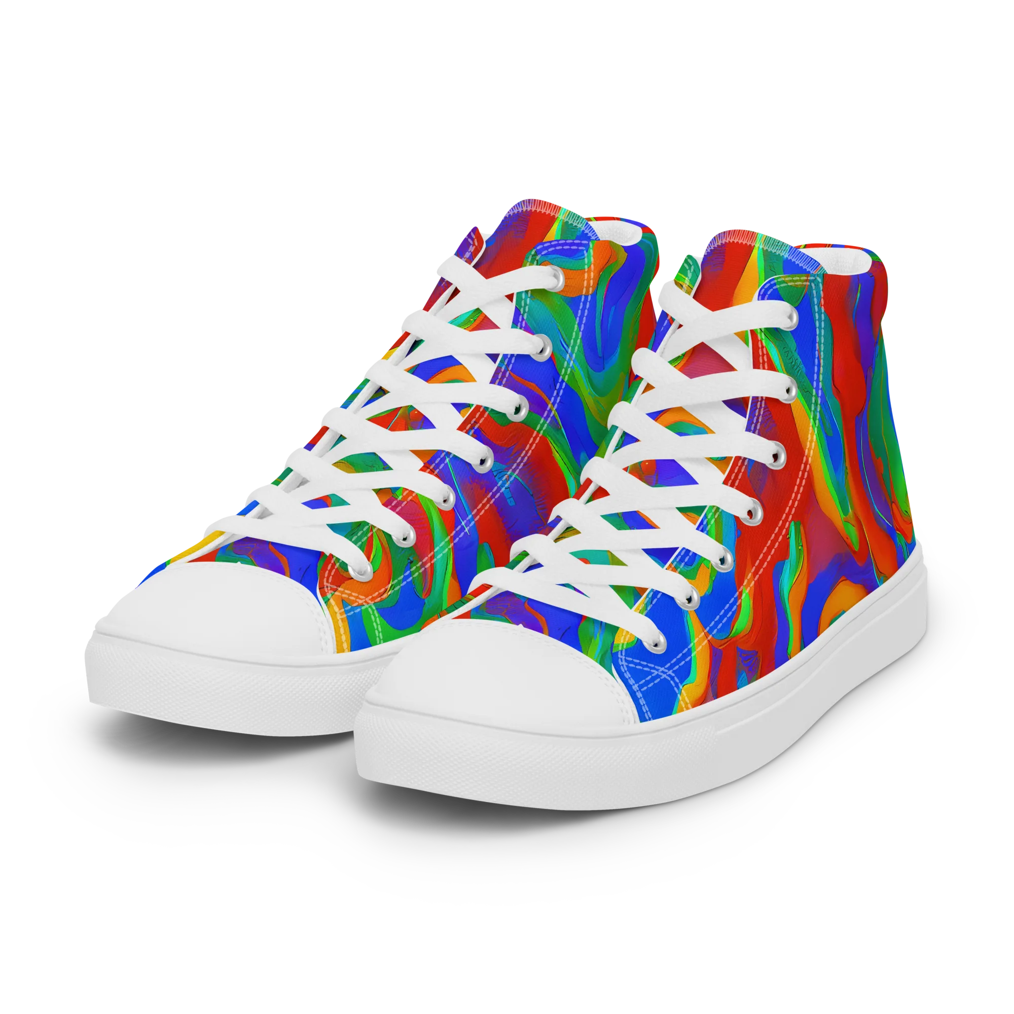 Rainbow Rapture on Women's High Top Canvas Shoes — Left Front