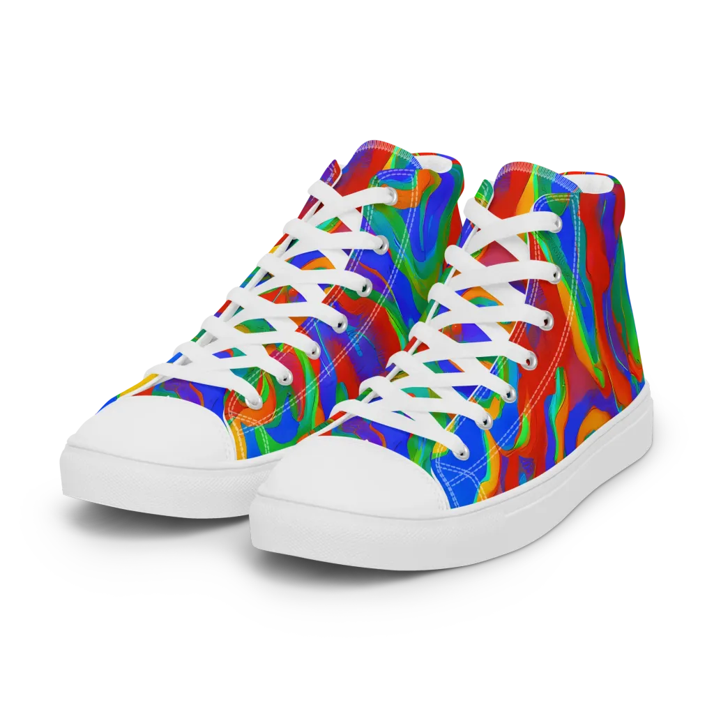 Rainbow Rapture on Women's High Top Canvas Shoes — Left Front