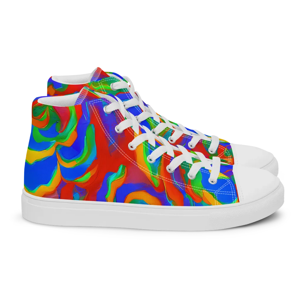 Rainbow Rapture on Women's High Top Canvas Shoes — Right