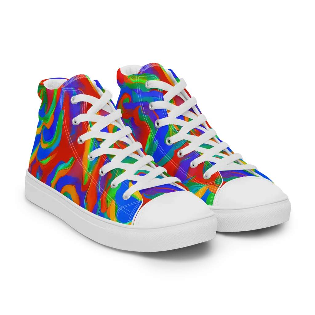 Rainbow Rapture on Women's High Top Canvas Shoes — Right Front