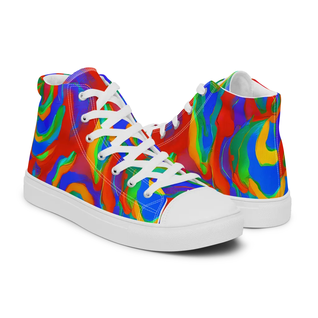 Rainbow Rapture on Women's High Top Canvas Shoes — Right