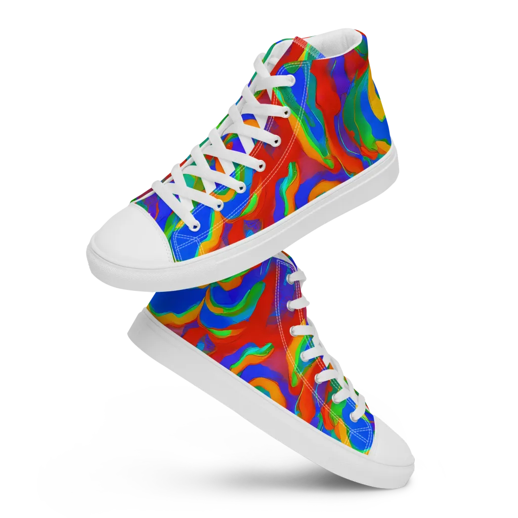 Rainbow Rapture on Women's High Top Canvas Shoes — Front