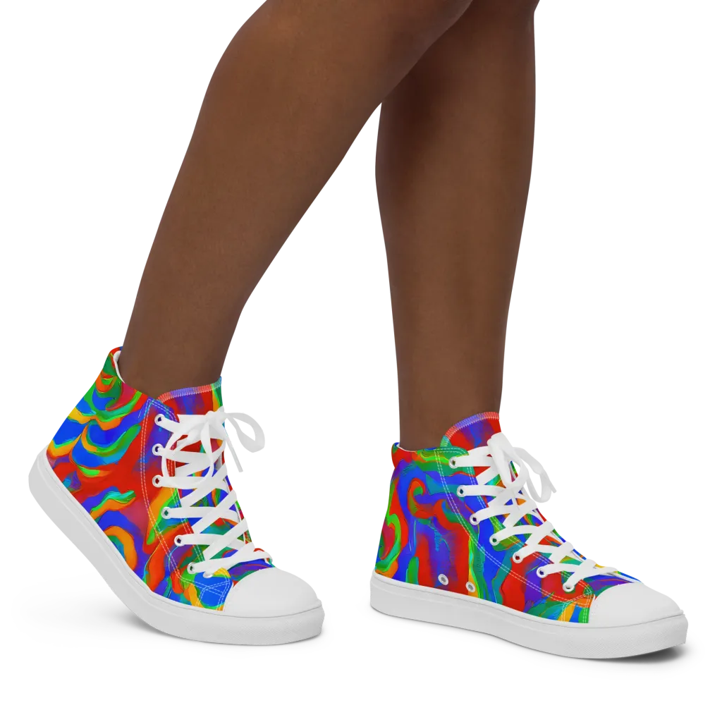 Rainbow Rapture on Women's High Top Canvas Shoes — Right