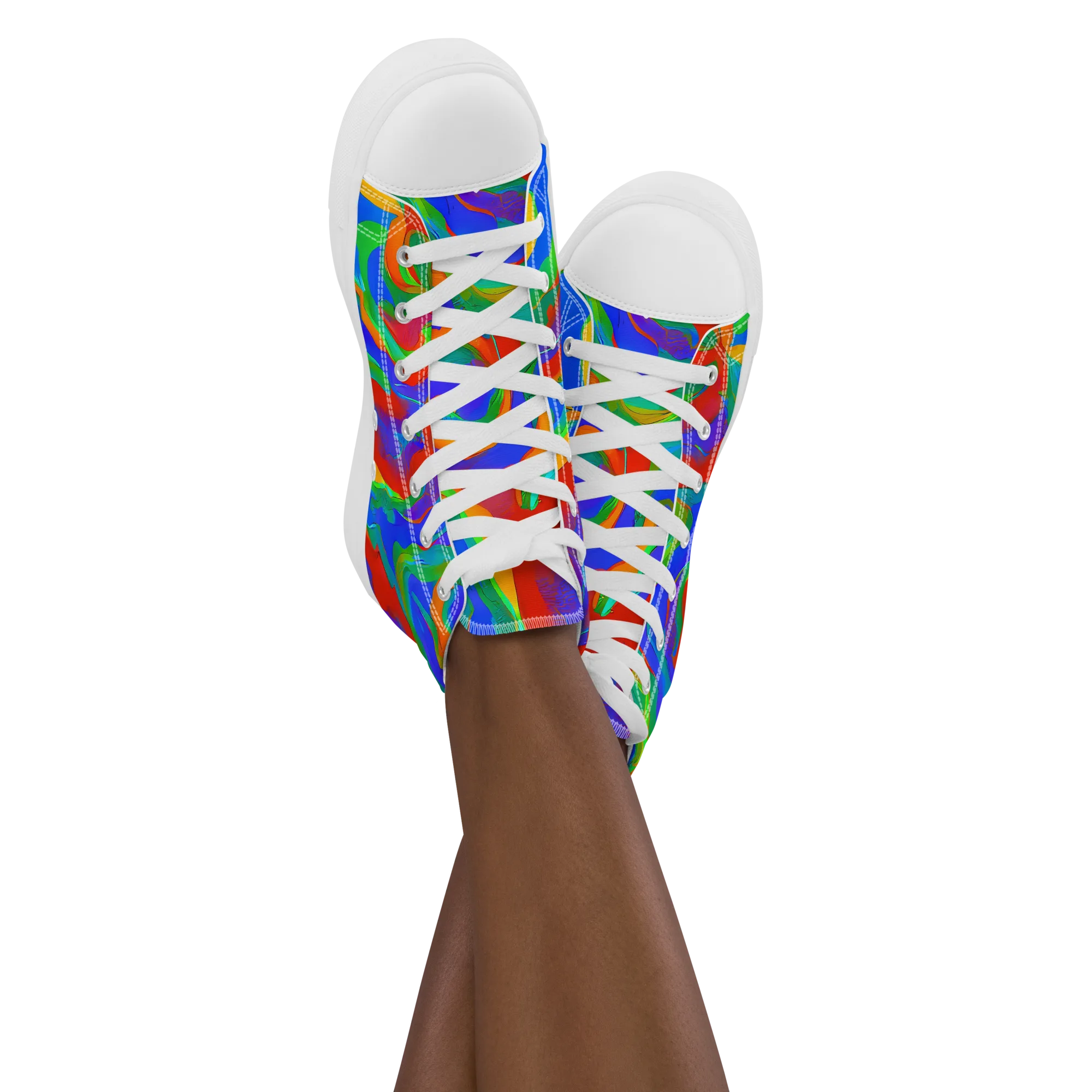 Rainbow Rapture on Women's High Top Canvas Shoes — Front