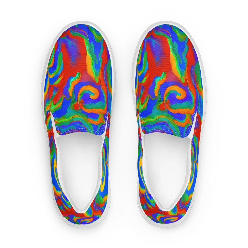 Rainbow Rapture on Men's Slip-On Canvas Shoes — Front