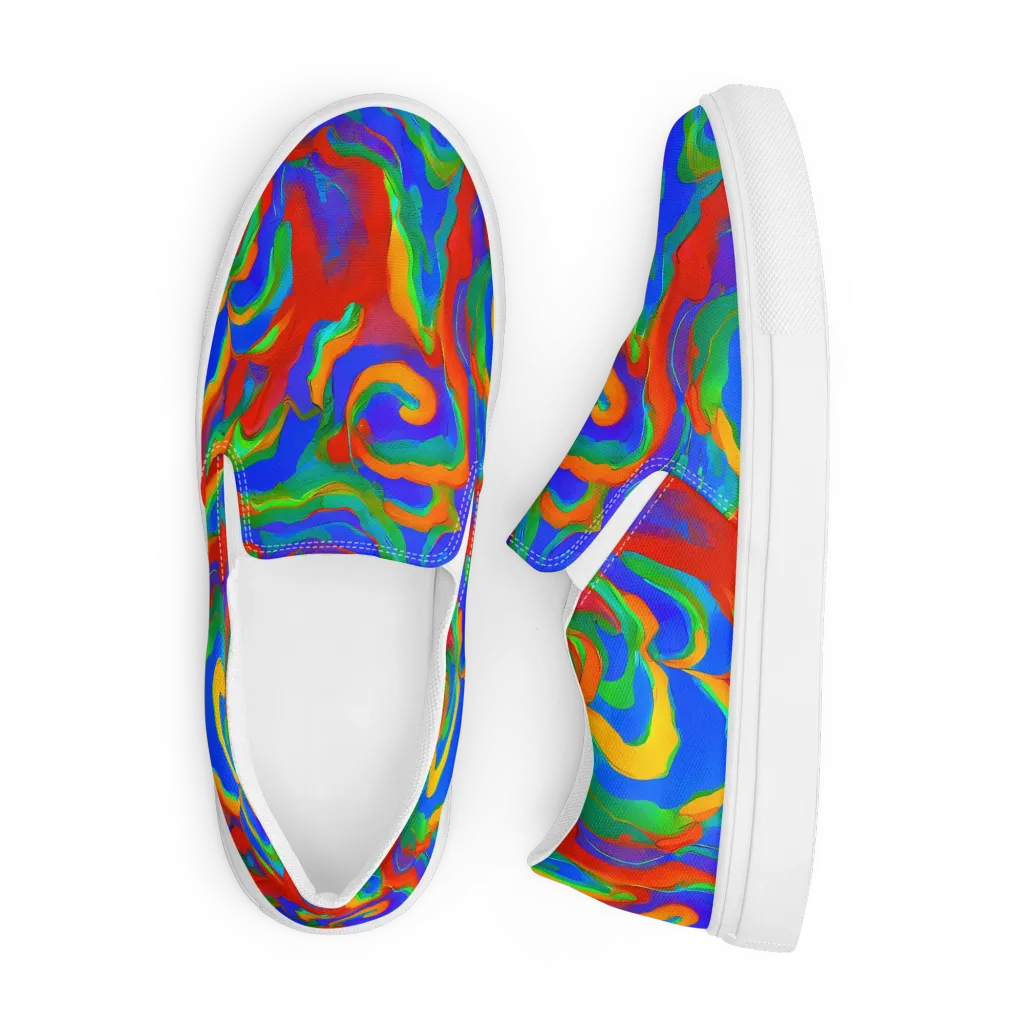 Rainbow Rapture on Men's Slip-On Canvas Shoes — Front