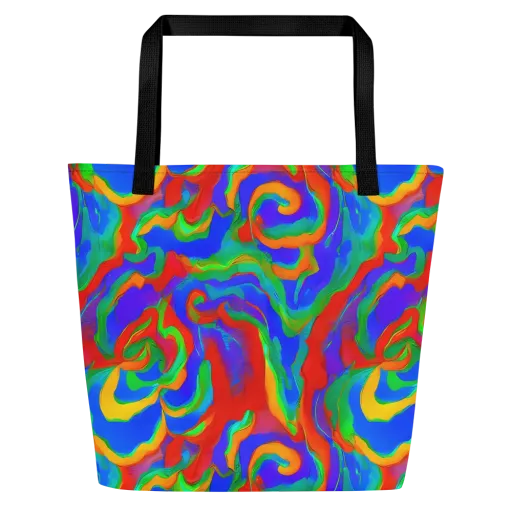 Rainbow Rapture on a Large Tote Bag W/ Pocket