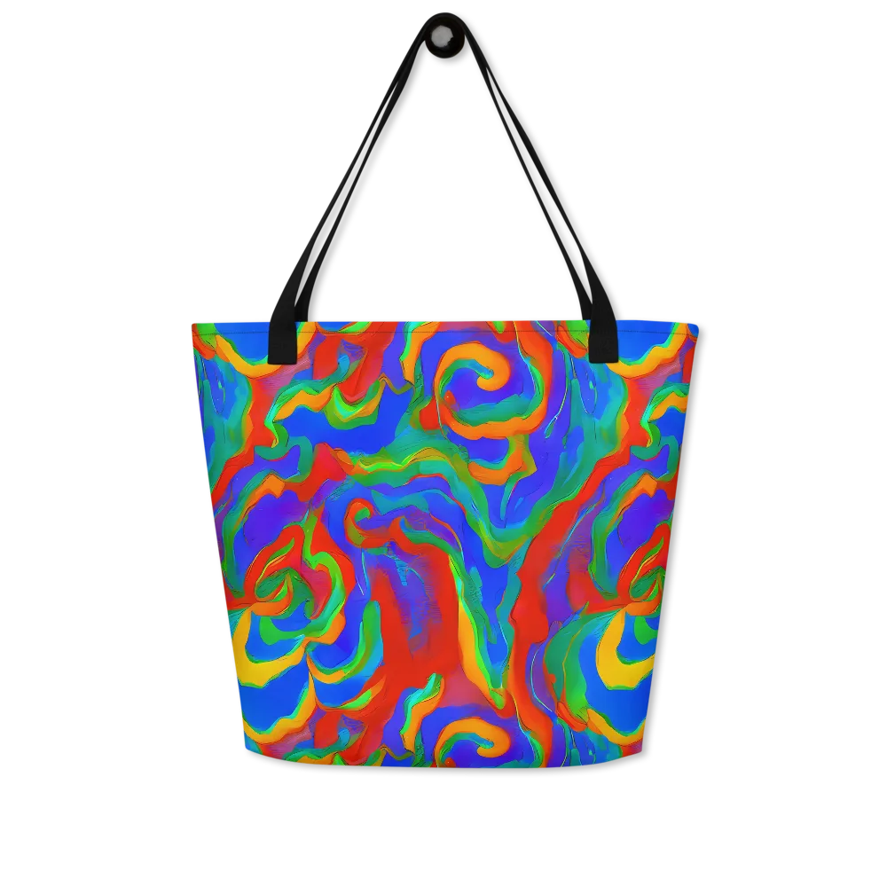 Rainbow Rapture on Large Tote Bag W/ Pocket — Front