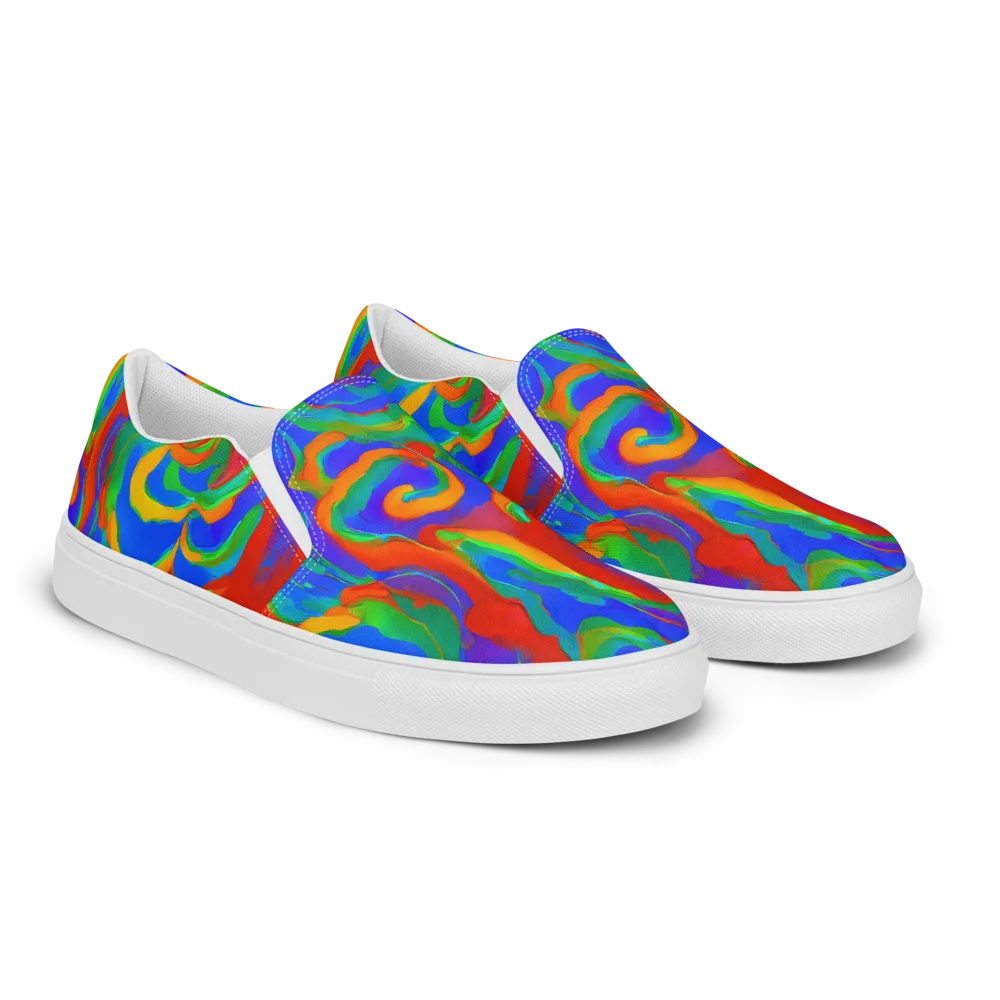 Rainbow Rapture on Women's Slip-On Canvas Shoes — Right Front