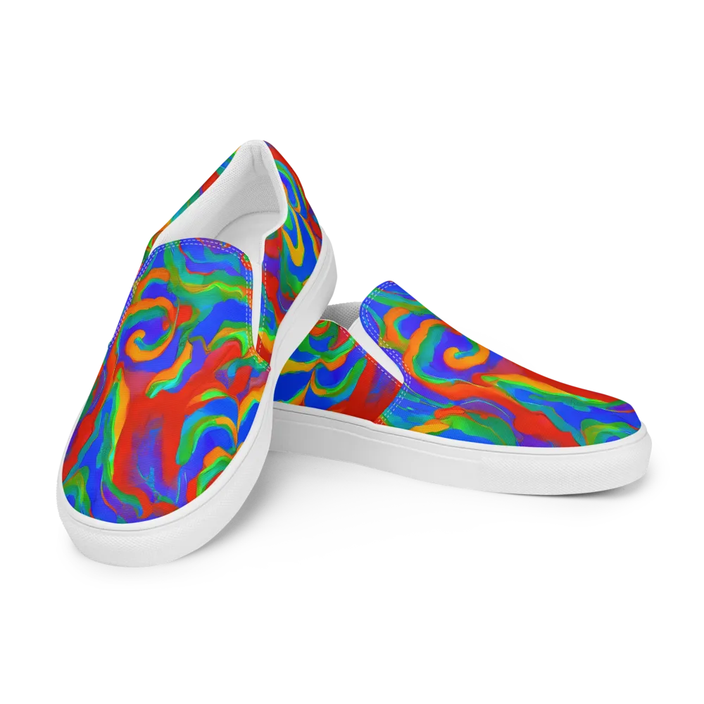 Rainbow Rapture on Women's Slip-On Canvas Shoes — Left Front