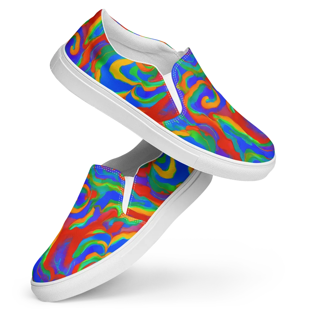 Rainbow Rapture on Women's Slip-On Canvas Shoes — Front