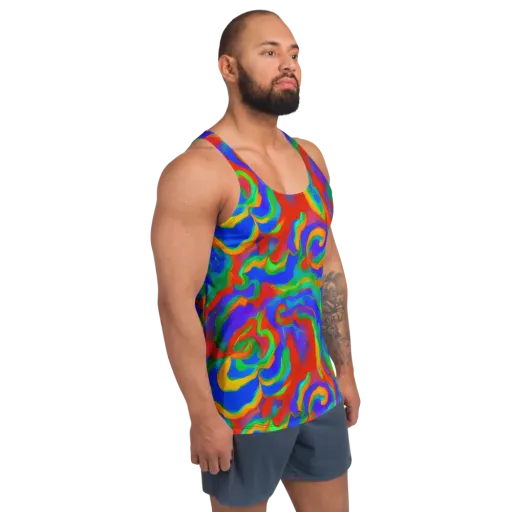 Rainbow Rapture on a Men's Tank Top