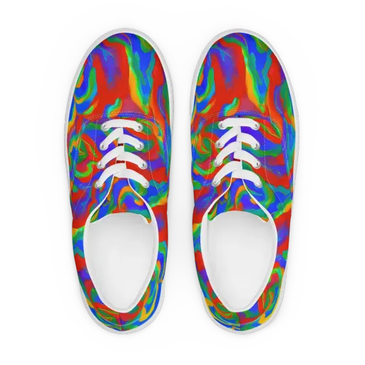 Rainbow Rapture on a Men's Lace-Up Canvas Shoes