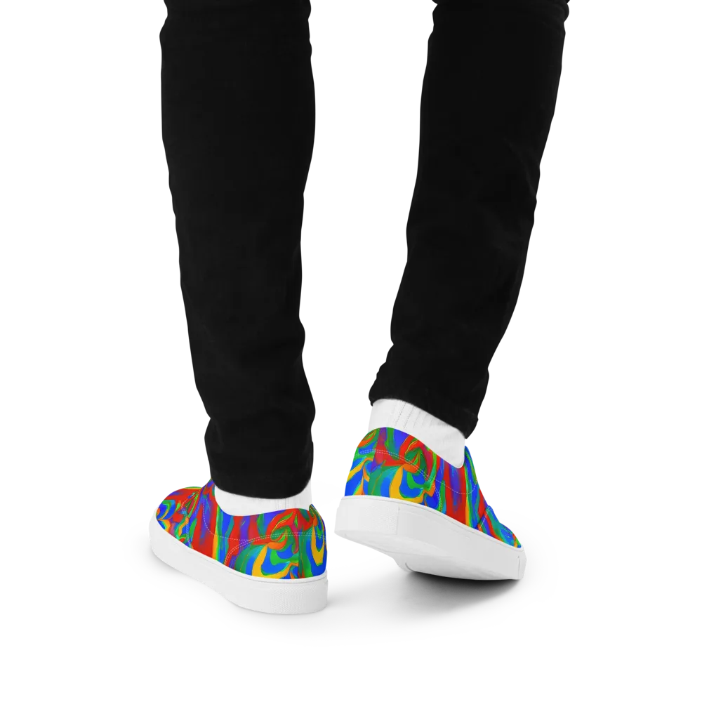 Rainbow Rapture on Men's Lace-Up Canvas Shoes — Back