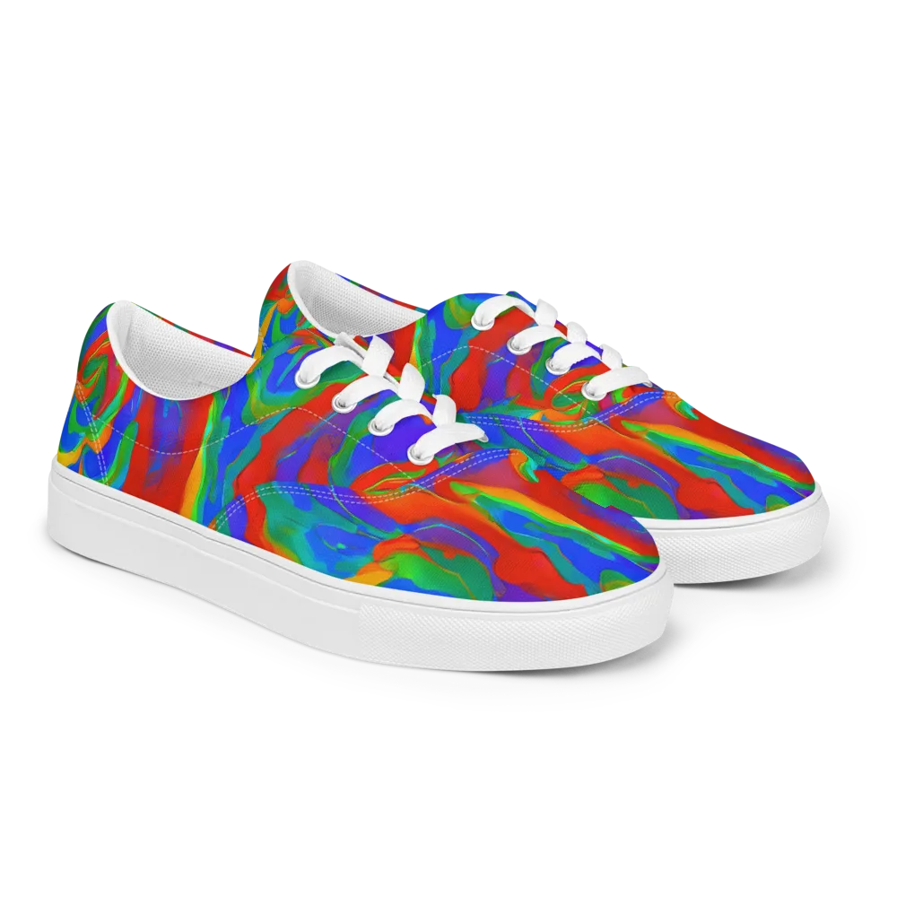 Rainbow Rapture on Men's Lace-Up Canvas Shoes — Right Front