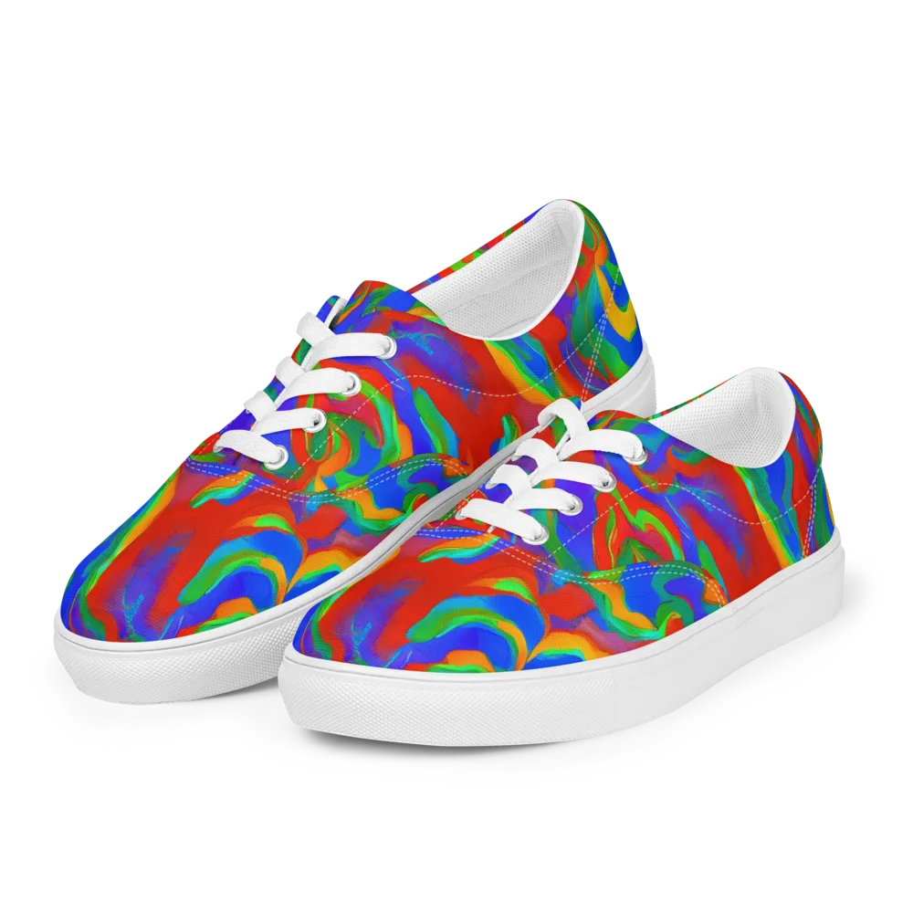 Rainbow Rapture on Men's Lace-Up Canvas Shoes — Left Front