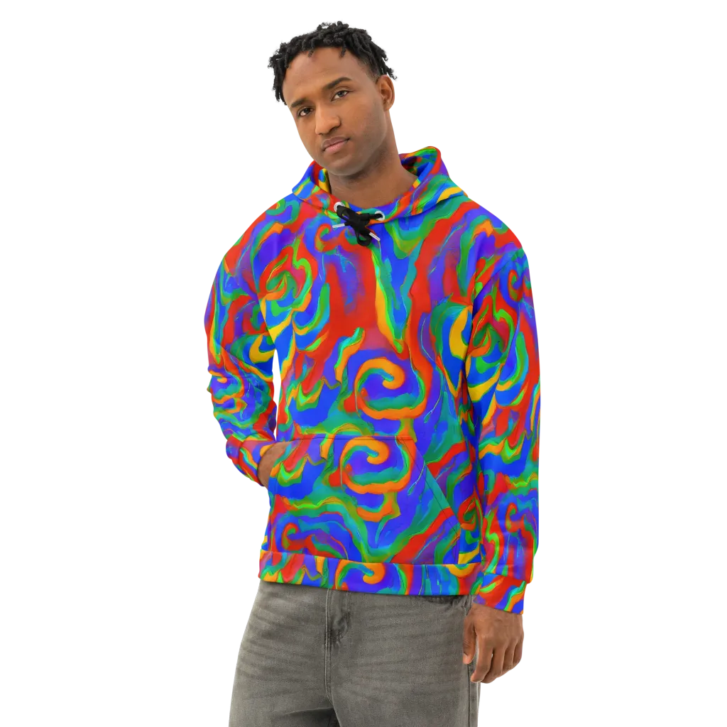 Rainbow Rapture on Cotton Hoodie — Left Front