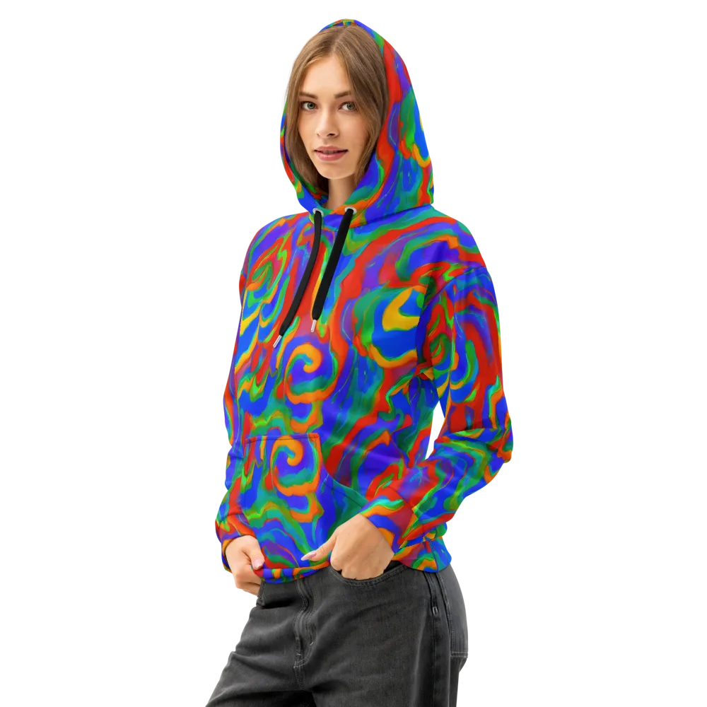 Rainbow Rapture on Cotton Hoodie — Left Front
