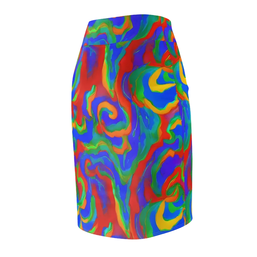 Rainbow Rapture on Pencil Skirt — Back Side