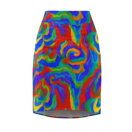 Rainbow Rapture on a Pencil Skirt