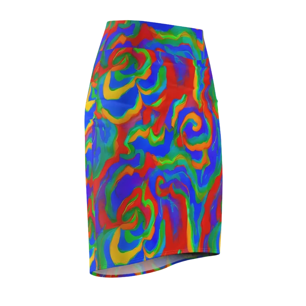 Rainbow Rapture on Pencil Skirt — Front Side