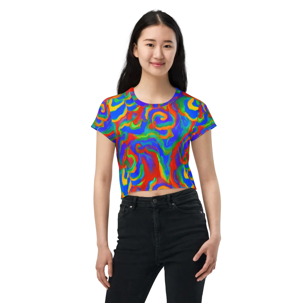 Rainbow Rapture on Crop Tee — Front