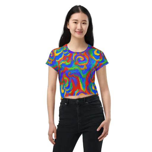 Rainbow Rapture on a Crop Tee