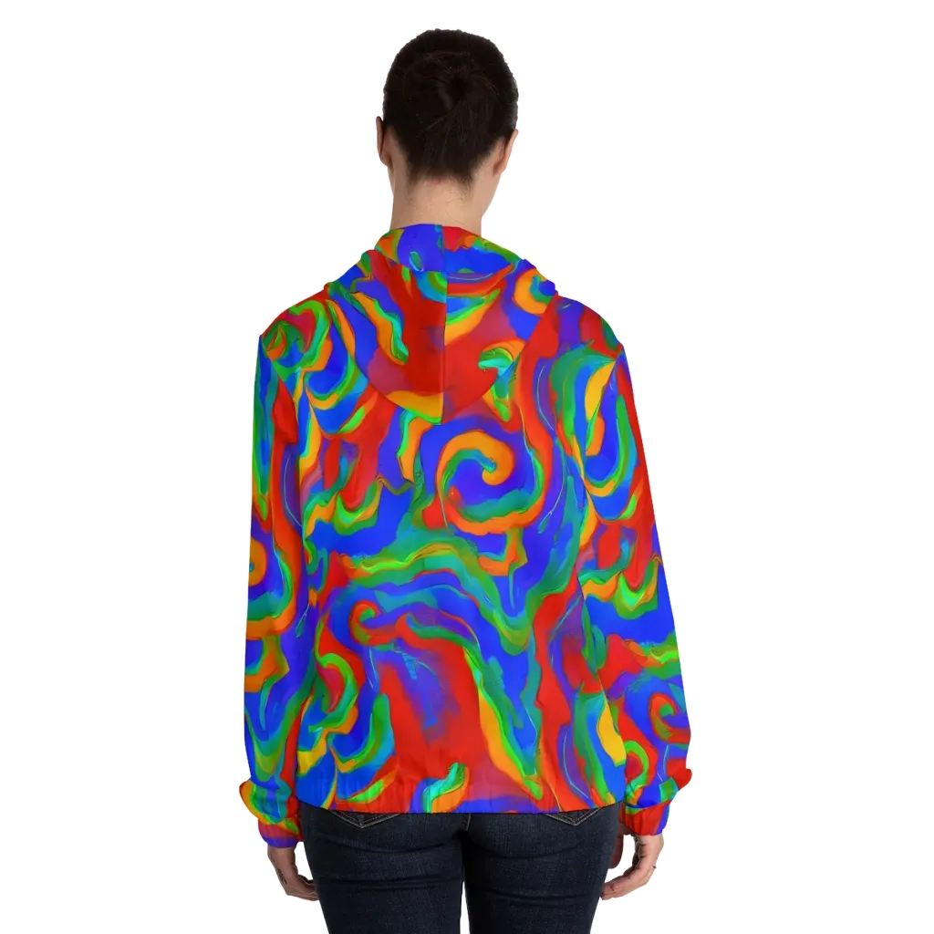 Rainbow Rapture on Women's Full-Zip Hoodie — Back On Person
