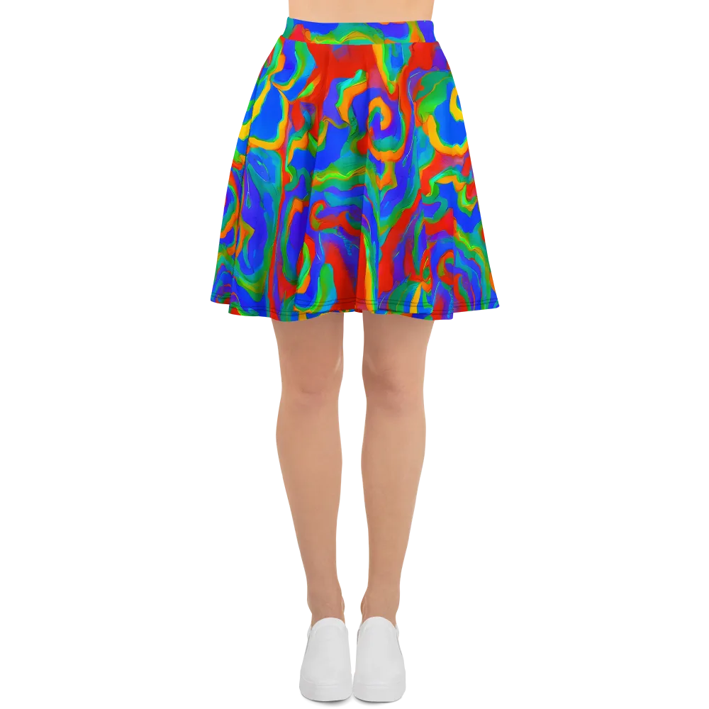 Rainbow Rapture on Skater Skirt — Front