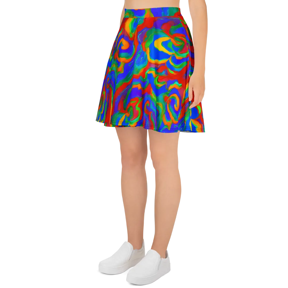 Rainbow Rapture on Skater Skirt — Left