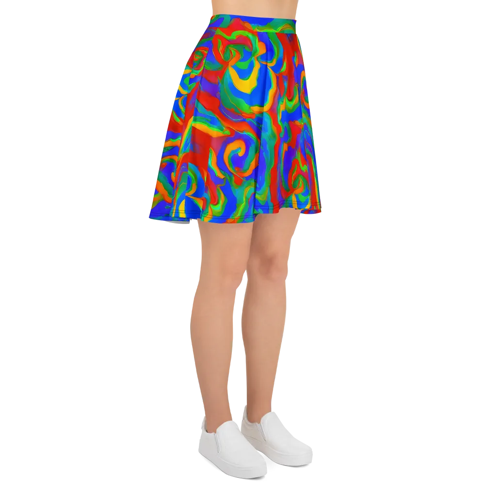 Rainbow Rapture on Skater Skirt — Right