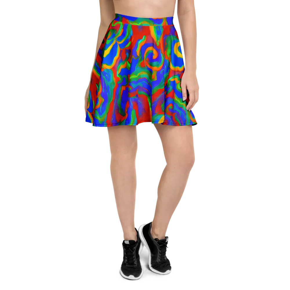Rainbow Rapture on Skater Skirt — Front