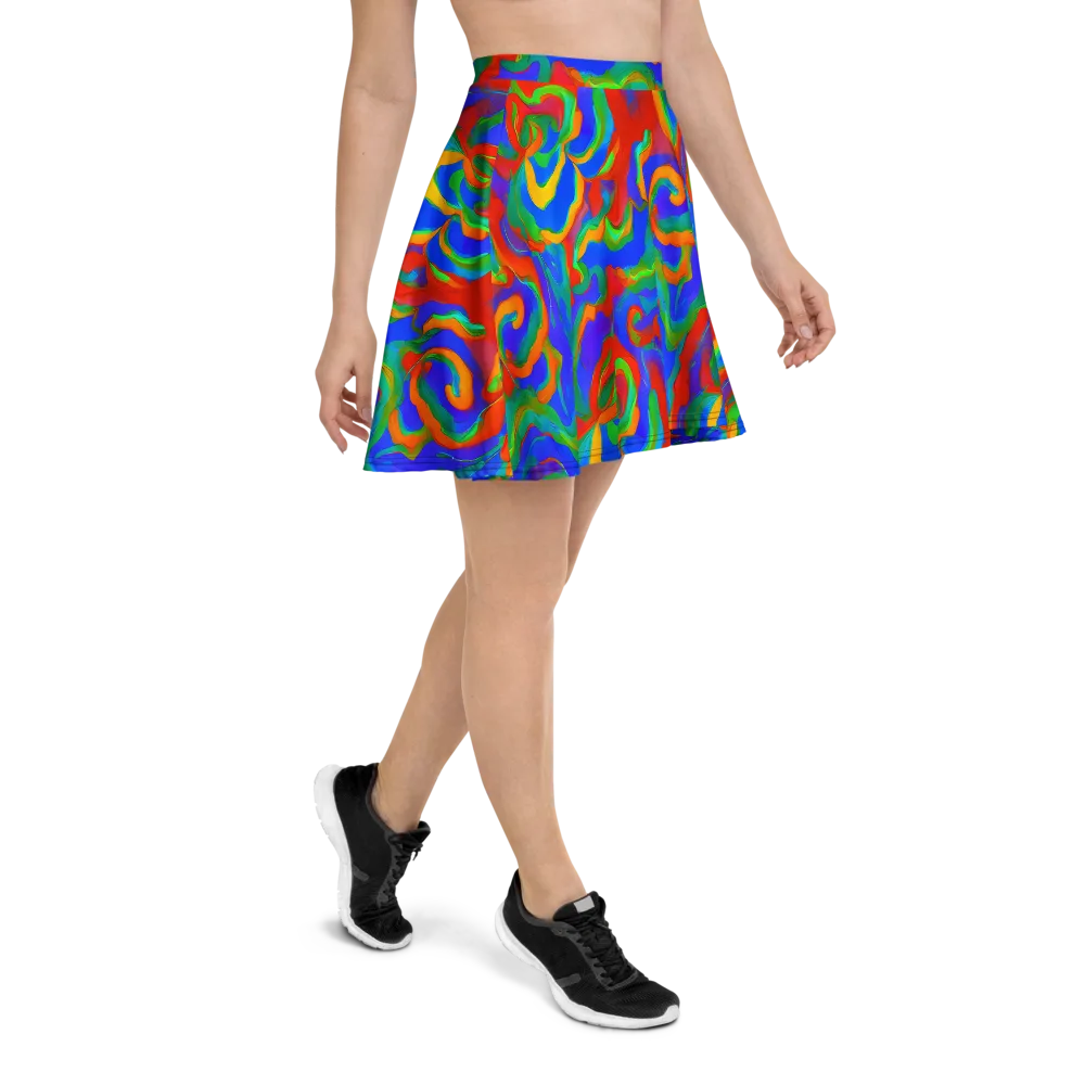 Rainbow Rapture on Skater Skirt — Right