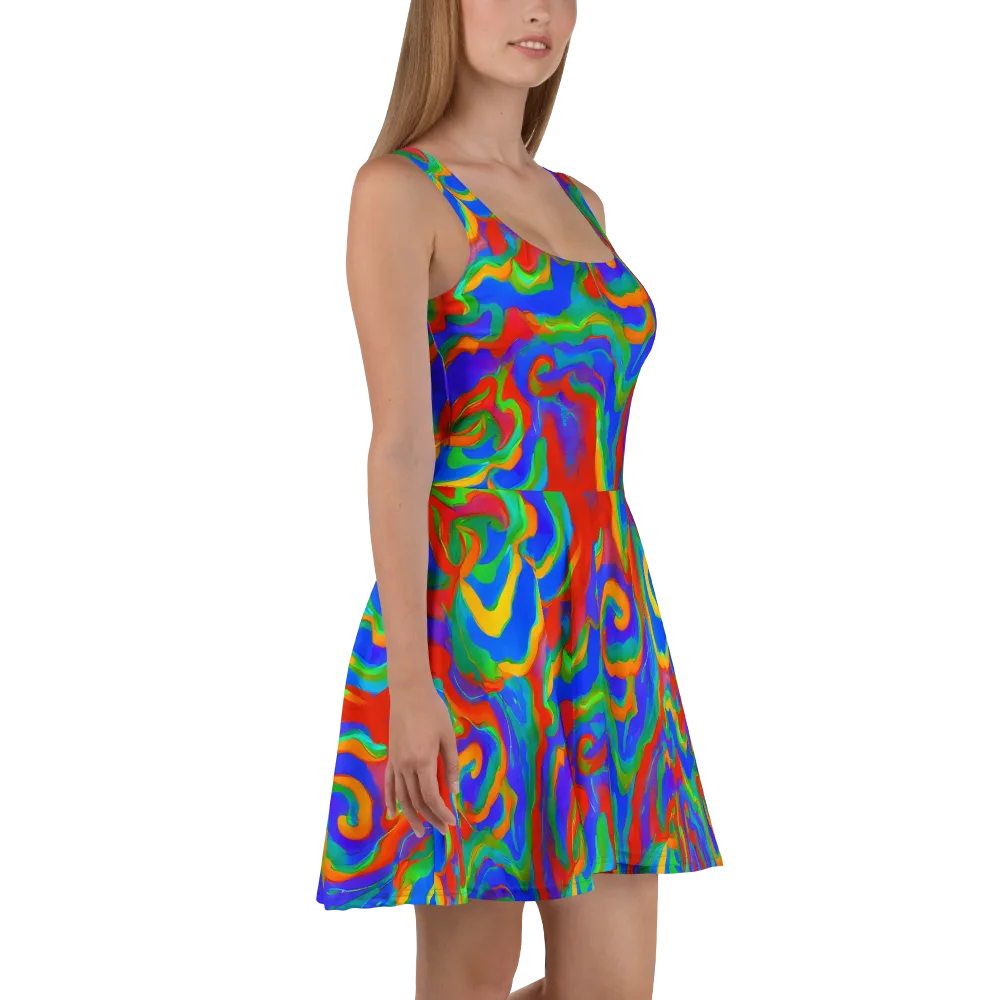 Rainbow Rapture on Skater Dress — Right