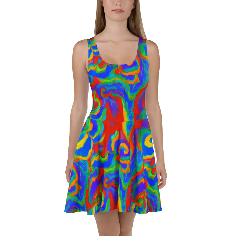 Rainbow Rapture on Skater Dress — Front