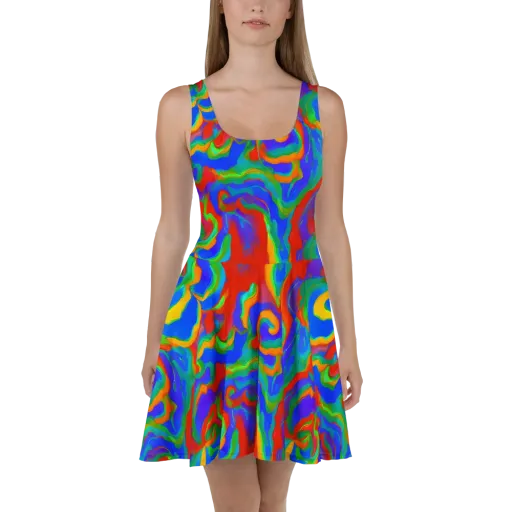 Rainbow Rapture on a Skater Dress