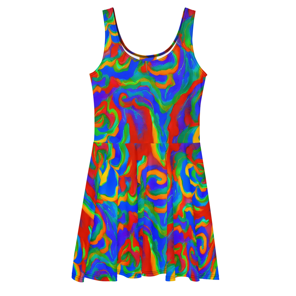 Rainbow Rapture on Skater Dress — Front