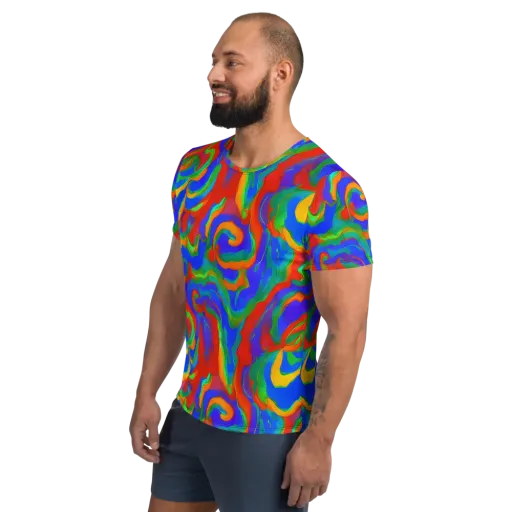 Rainbow Rapture on a Men's Athletic T-Shirt