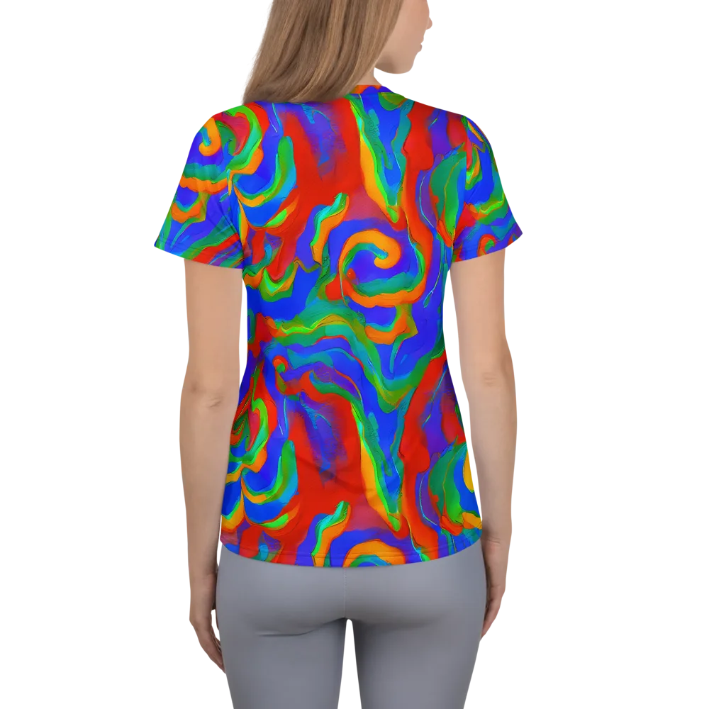 Rainbow Rapture on Women's Athletic T-Shirt — Back