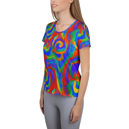Rainbow Rapture on a Women's Athletic T-Shirt
